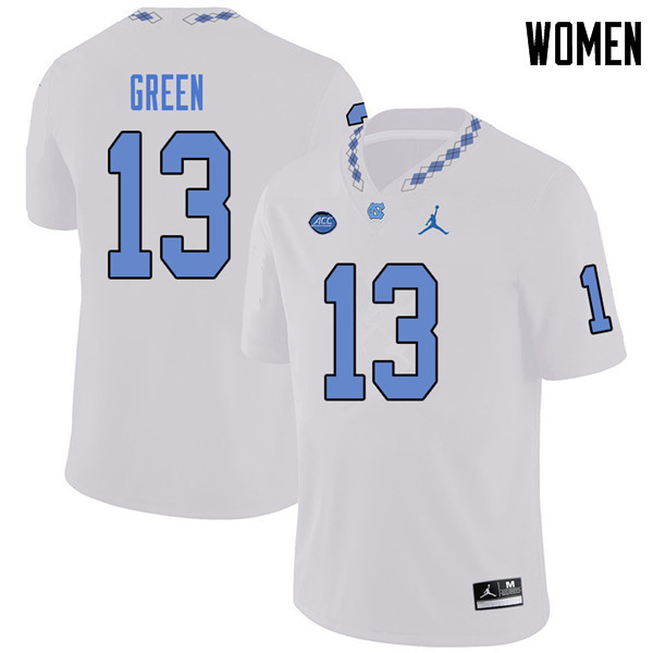 Jordan Brand Women #13 Antoine Green North Carolina Tar Heels College Football Jerseys Sale-White